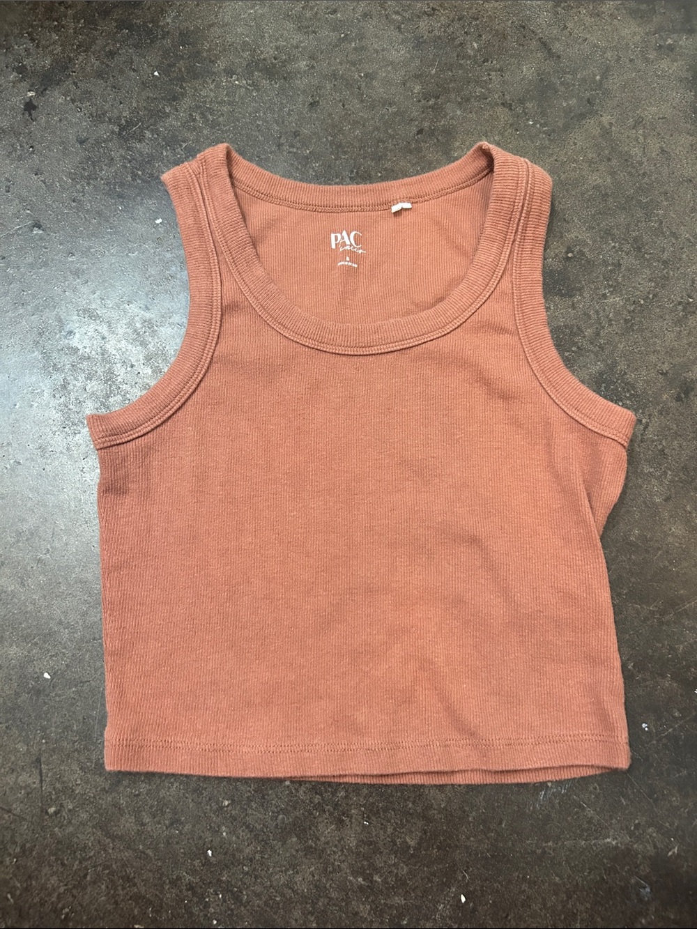 PacSun Ribbed Square-Neck Crop Tank - Clay